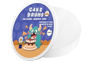 10 Inch Cake Drums, Cake Board 10 Inch Round White(6-Pack) 1/2 Inch Thick Cake Boards Sturdy, Greaseproof for Birthday Weddin