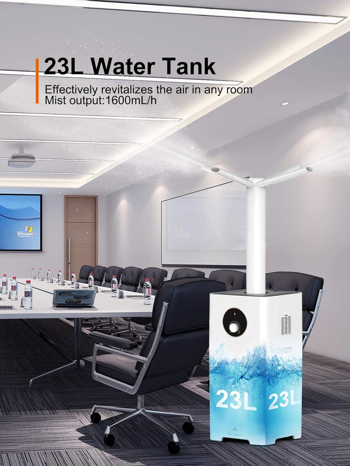 DUOLANG 23L Cool Mist Humidifiers for Large Room 2000 sq.ft, 6Gal Top Fill Ultrasonic Humidifier Quiet with 360° Mist Tube 4 Speeds Humidity for Home Office Workshop Greenhouse, Easy to Clean, White: Kitchen & Dining