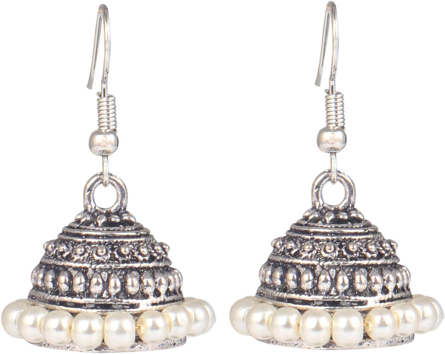 Sansar India Oxidized Light Weight Beaded Indian Earrings Jewelry for Girls and Women