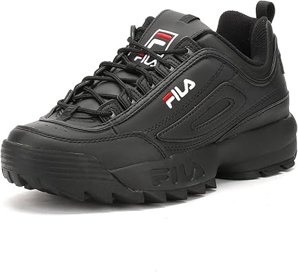 black and pink fila trainers