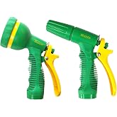 Miracle-Gro Garden Hose Nozzle 2-Pack &ndash; Includes Adjustable Spray Nozzle and 9-Pattern Heavy-Duty Nozzle with Ergonomic Grips for Watering, Gardening, Cleaning, and Outdoor Use