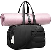 CAMTOP Gym Bag for Women with Yoga Mat Holder, Small Duffle Bag 16 Inches Personal Item Travel Bag with Muiti-Pockets Lightweight Carry on Water Resistant, Black