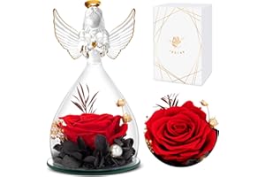YEEBAY Preserved Flowers Gift for Mom, Grandma, Angel Figurine with Rose, Ideal Birthday, Mother's Day, Wedding, Valentine's Day, Christmas, Thanksgiving Day Gift for Her, Women, Wife