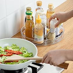 FIVOF Lazy Susan Round Plastic Clear Rotating