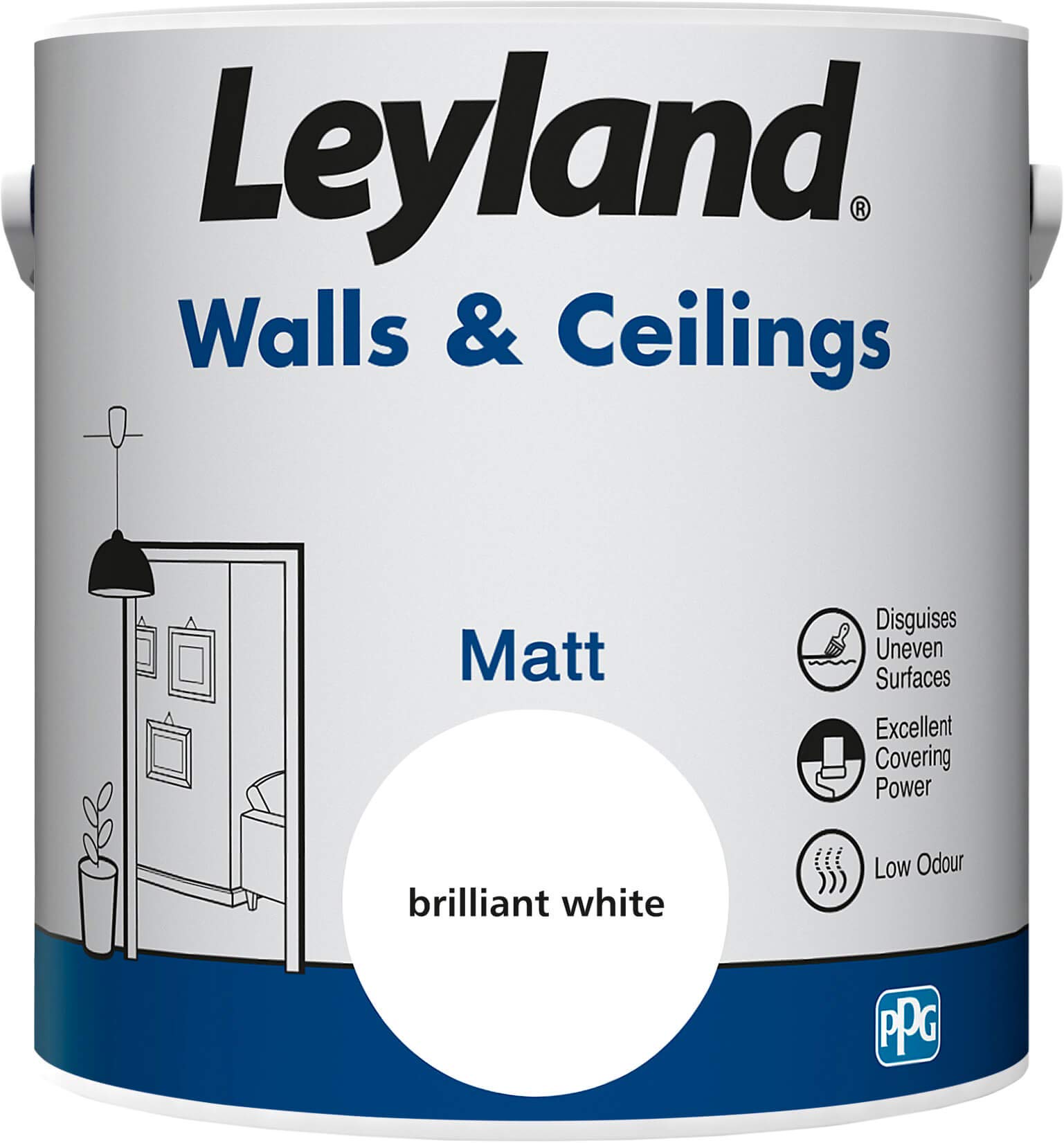 Leyland 423394 Walls & Ceilings Matt, 2.5 litres, white