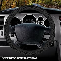 Black Leopard Print Cheetah Elastic Steering Wheel