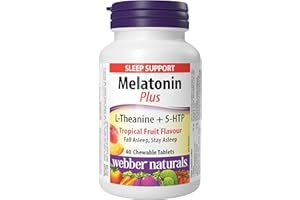 Webber Naturals Melatonin Plus, 1.5 mg of Melatonin with L-Theanine & 5-HTP, 40 Chewable Tablets, For Sleep Support, Vegan