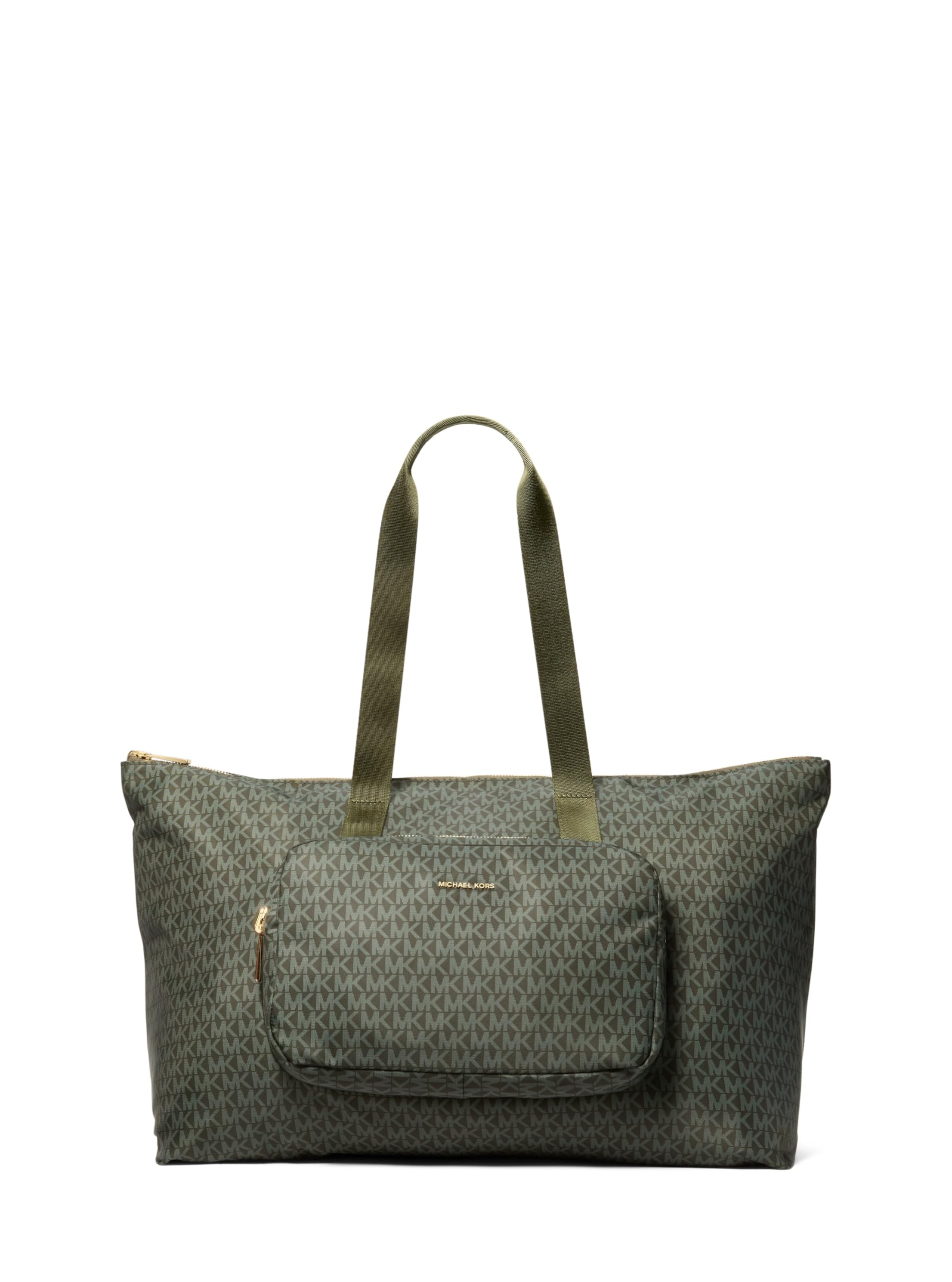 Michael Kors Tanner Large Reversible Packble Tote, Gold-Tone Hardware/MK Signature Nylon/Ivy