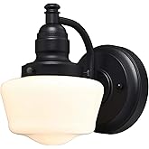 Westinghouse Lighting 6314300 Eddystone One-Light Outdoor Wall Fixture, Textured Black Finish with White Opal Glass