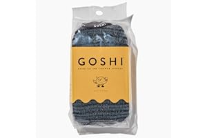GOSHI Exfoliating Shower Sponge - Rip-Resistant, Rapid-Drying Exfoliating Bath Sponge for All Skin Types - Grey - Made in Japan
