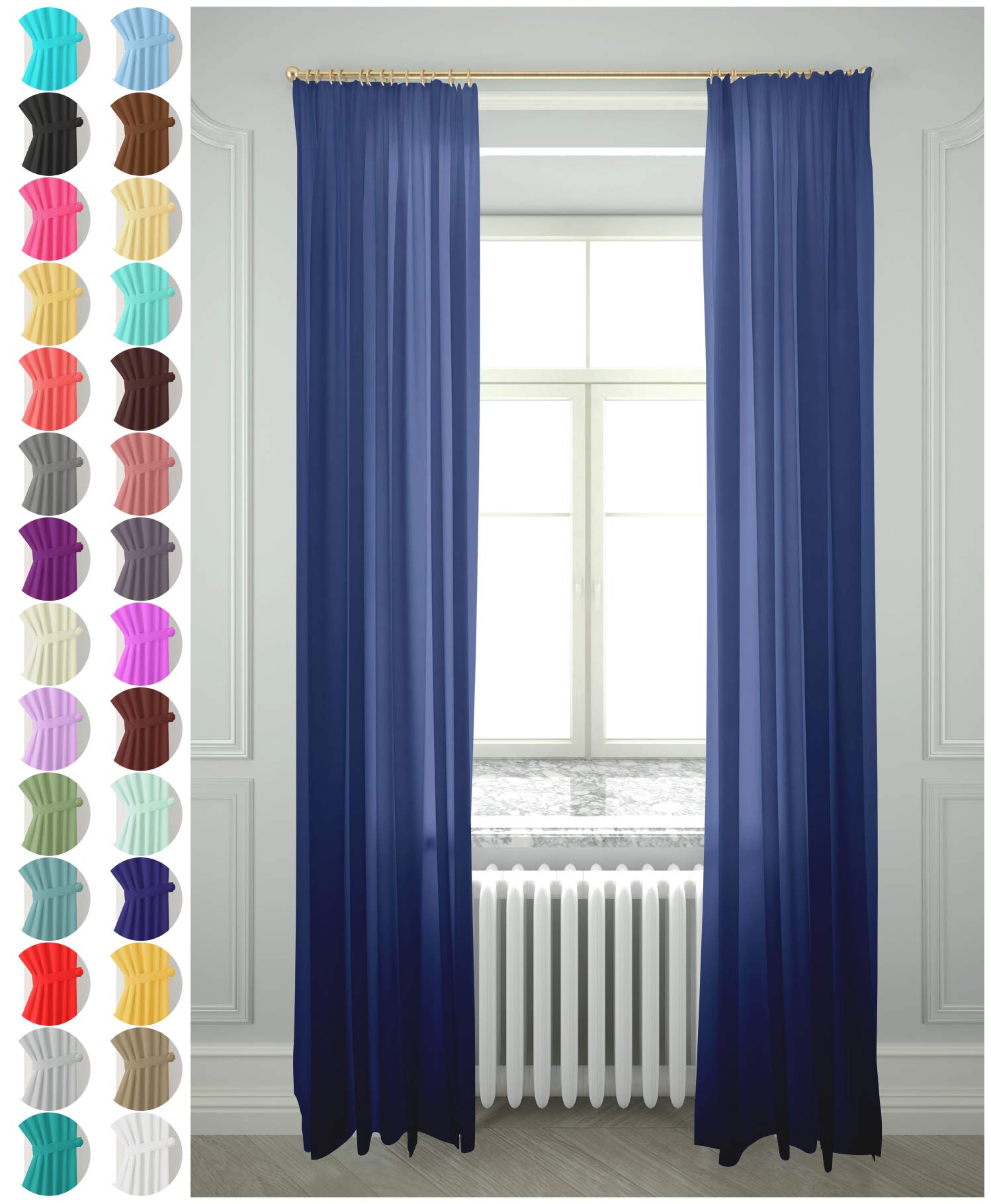Megachest gathering tape voile curtain(navy W 56" x L 81" (2 Panels)