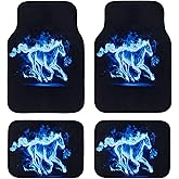 4Pcs Blue Horse Car Floor Mats Automotive Floor Mats Truck SUV,Durable All-Weather Car Mats fit for Ford Bronco Mustang