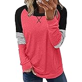 Akihoo Womens Casual Long Sleeve Tunic Tops Crew Neck Shirt Blouses