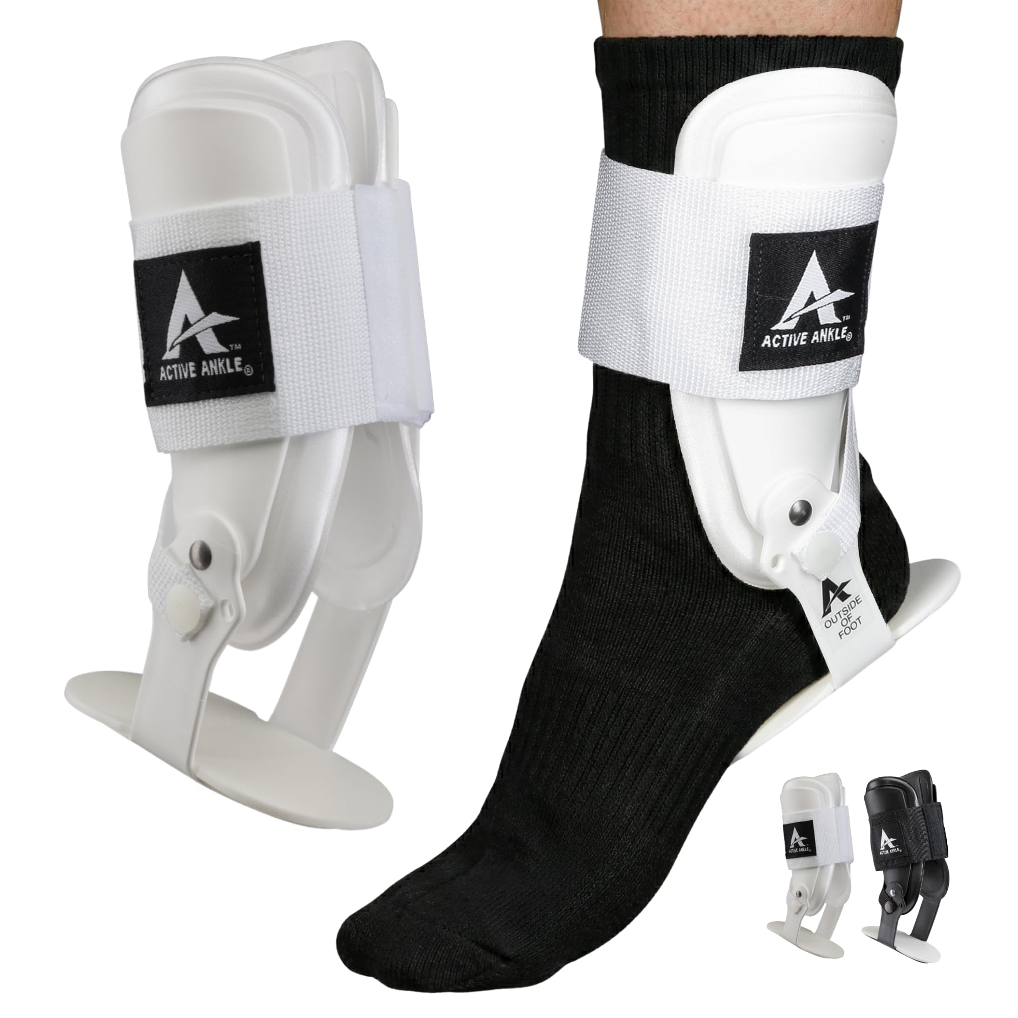 Tobillera Active Ankle T2, estabilizador de tobillo rígido para protección y soporte de esguince para voleibol, porristas, tobilleras de compresión para hombres y mujeres, blanco, pequeño