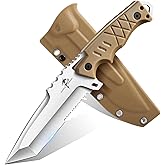 Purple Dragon Fixed Blade Knife - Tanto Knife with D2 Steel Blade and G10 Handle - Camping Knives with Sheath for Bushcraft Survival Hiking - Christmas Gift for Men and Women