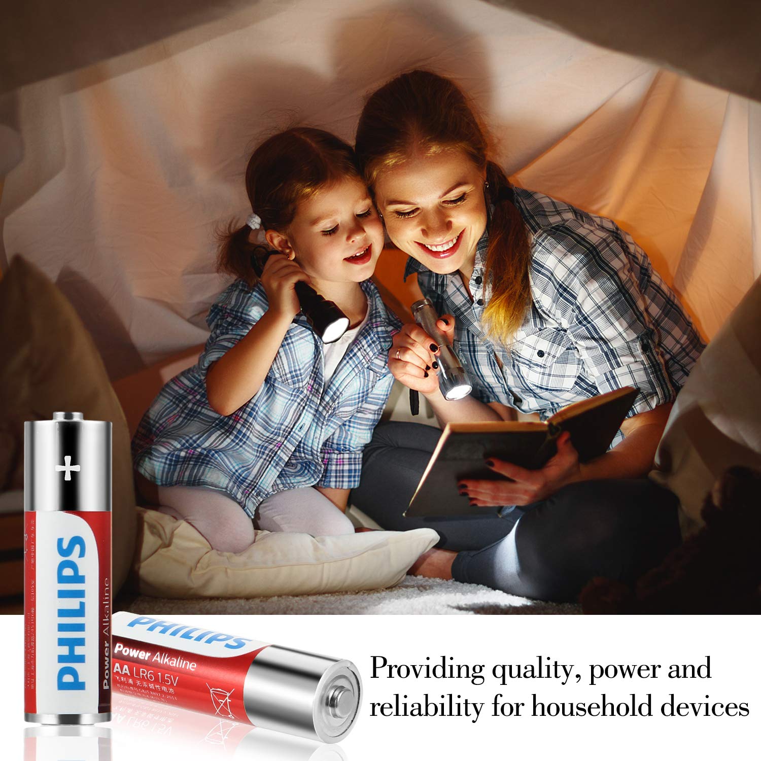 Philips AA LR6 1.5V Power Alkaline batteries (40 Count) - Packaging White