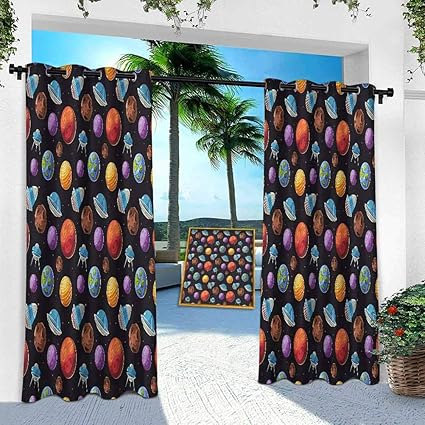 Cortina para exteriores, habitación de niños, espacio con planetas, 132