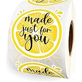 Kwtzkuo Made just for You, Lemonade Stand Lemon Cup Bag Labels, Handmade Lemon Thank You Stickers for Cups