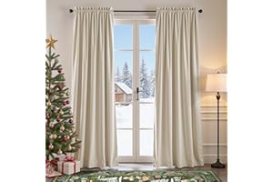 Lazzzy Velvet Blackout Curtains Thermal Insulated Room Window Drapes Super Soft Luxury Curtains for Living Room Bedroom Rod Pocket 2 Panels, Beige, 52" W x 84" L