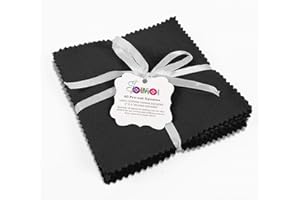 Soimoi Solid Black Precut 5-inch Cotton Fabric Bundle Quilting Squares Charm Pack DIY Patchwork Sewing Craft
