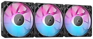 CORSAIR iCUE LINK RX120 RGB 120 mm Ventole PWM con Hub di Sistema iCUE LINK – Cuscinetto a Cupola Magnetica – Confezione Tripla – Nero