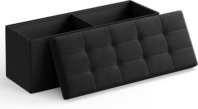 SONGMICS Mazie Collection Storage Ottoman Bench 110 cm Ink Black LSF077B20V1