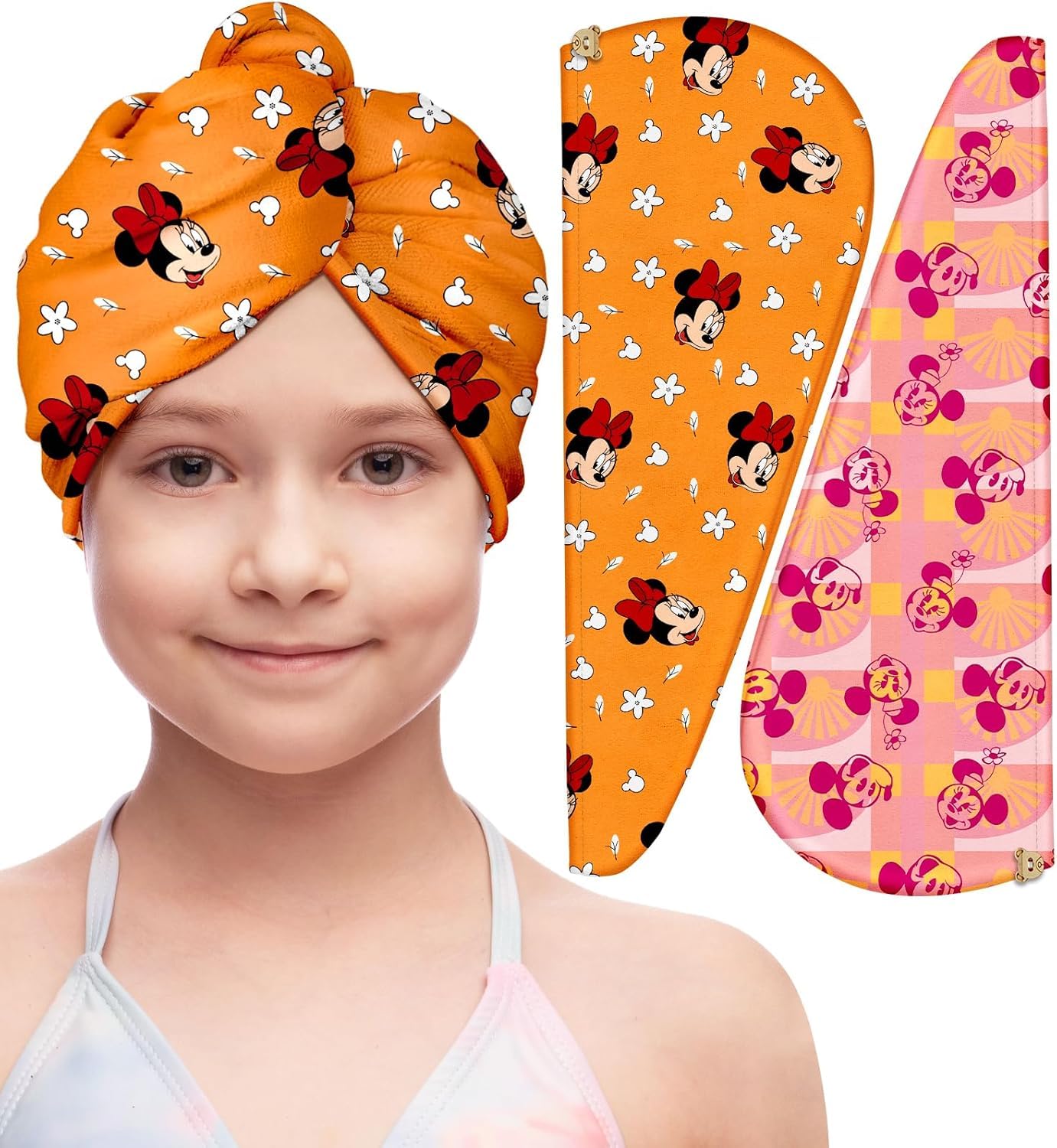 Photo 1 of Akkya Microfiber Hair Towel Wrap for Kids Girls Women 2 Pack Drying Turban Towels for Wet Hair Quick Dry Head Wraps Cute Cartoon Print