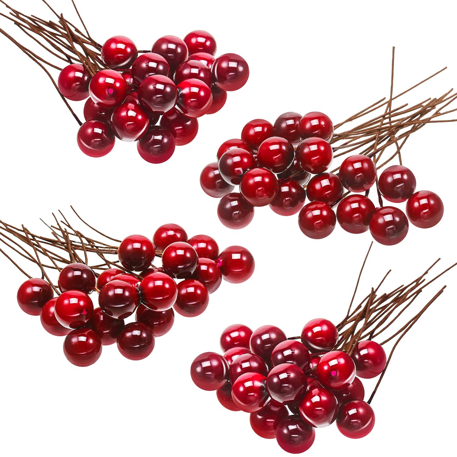 Photo 1 of BBTO Artificial Holly Berries, 100 Pieces Mini 10 mm Fake Berries Decor on Wire for Christmas Tree Decorations Flower Wreath DIY Craft Use (Wine Red)