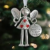 1 Piece Angel Friendship Ornament for Women, Sister Gift, Soulmate Keepsake – Christmas Tree Ornament with Velvet Drawstring Bag, New Year & Birthday & Holiday Present