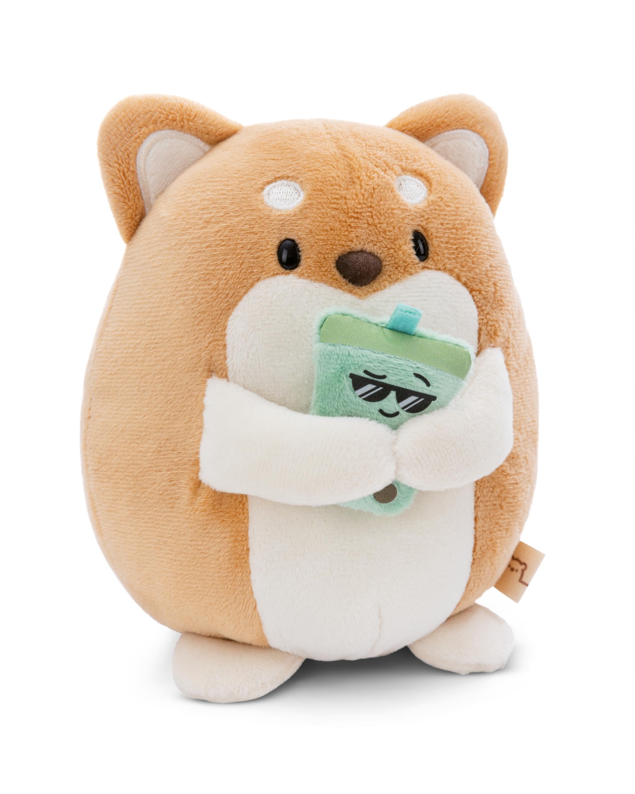 NICI MYMOCHI Kuscheltier Hund Hiro 16 cm mit Bubble Tee in Geschenkbox 11x12x6,5 cm, Flauschiges Stofftier zum Kuscheln, Spielen und Liebhaben - 61152