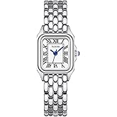 TKIIOER Small Gold Watches for Women, Vintage Roman Dial Women's Watches, Rectangular Case Ladies Analog Watch
