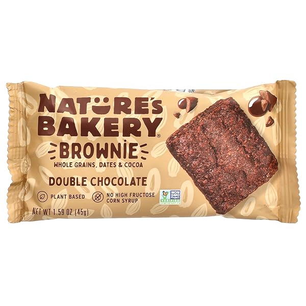 NATURE’S BAKERY DOUBLE CHOCOLATE BROWNIE BARS, WHOLE GRAINS, DATES, AND COCOA, PLANT BASED, DAIRY-FREE, SNACK BAR, 6 COUNT