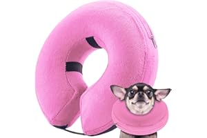 infisu Inflatable Dog Cone Collar (S Size), Soft Blow-up Protective Recovery Dog Collar, Cat Donut Cone, Comfy E-Collar After Surgery for Small Dogs/Cat to Prevent Biting Scratching, Pink