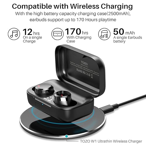 TOZO T12 Pro Wireless Earbuds Bluetooth Headphones with Qualcomm