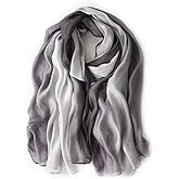 Lzylvta Cotton Silk Scarf Long Lightweight Scarf Elegant Soft Scarf Wraps Color Shade Scarves for Women