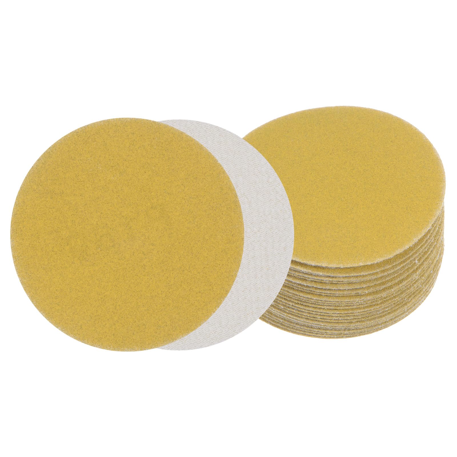 Kozelo 25pcs No Hole Sanding Discs- [ 3 Inch 180 Grit ] Round Hook and Loop Grip Sanding Pads Sheet Sandpaper for Automotive Woodworking Metal Polishing Use| Gold, Aluminum Oxide