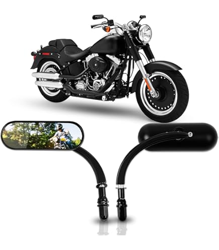 Black Motorcycle Mini Oval A Pair Side Mirrors For Harley Side Mirrors & Accesso