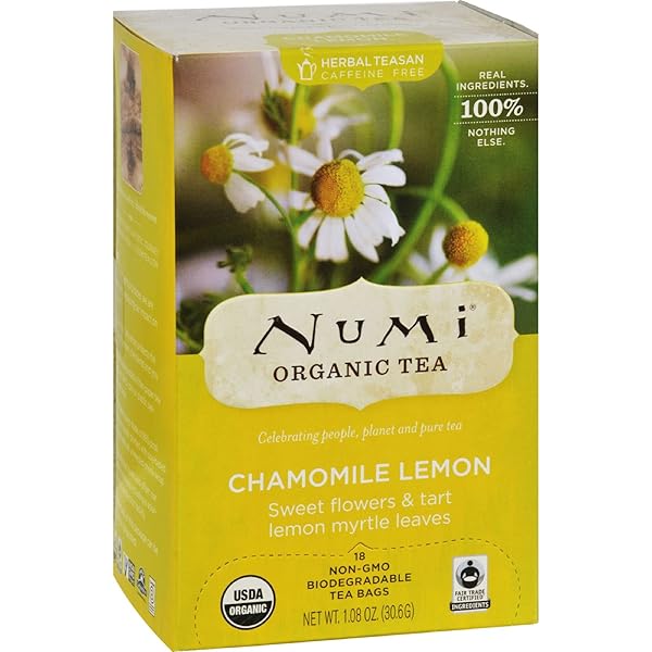 NUMI ORGANIC TEA CAFFEINE FREE CHAMOMILE LEMON – 18 TEA BAGS
