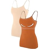 ATTRACO Women's Cotton Camisole Shelf Bra Spaghetti Straps Tank Top