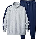 JMIERR Men's 2 Piece Casual Outfits Quarter Button Lightweight Sweatshirt Tracksuit & Joggers Sweatpants Sweatsuit Set