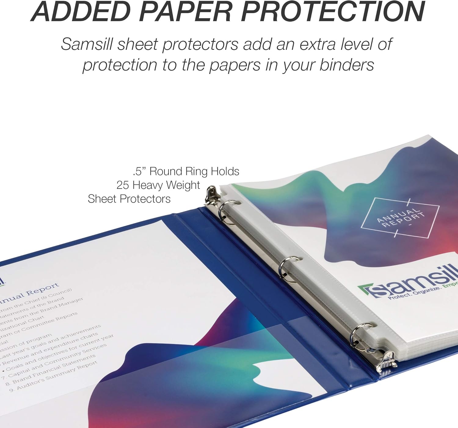 Samsill Durable .5 Inch Binder / Blue Round Ring Binder / Customizable Clear View Binder / Bulk Binder 8 Pack / Blue 3 Ring Binder / Half inch Binder : Office Products