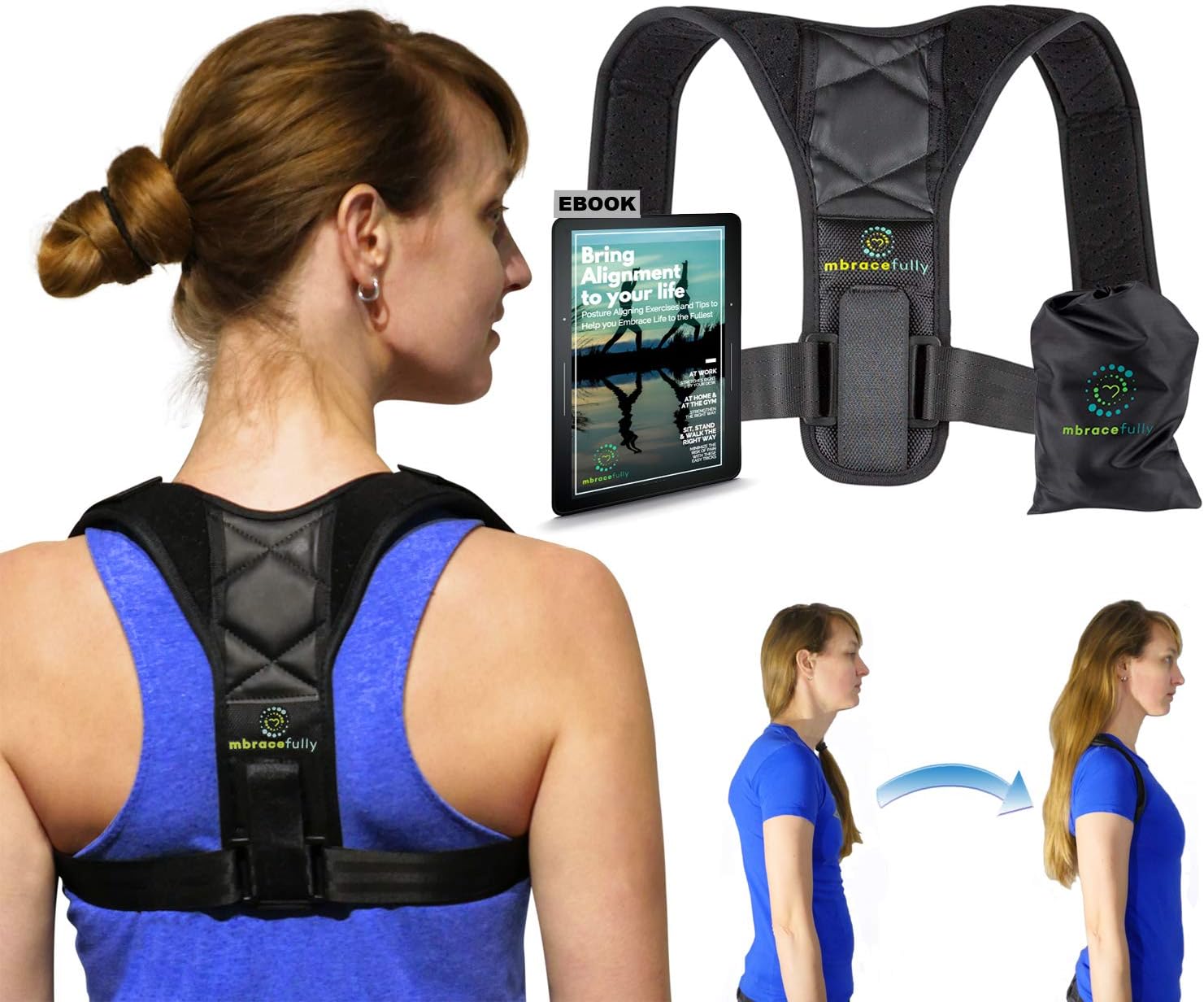 Posture Corrector for Women and Men – Back Brace with Premium Support for Better Work Posture and Lower Back Pain Relief (Medium)