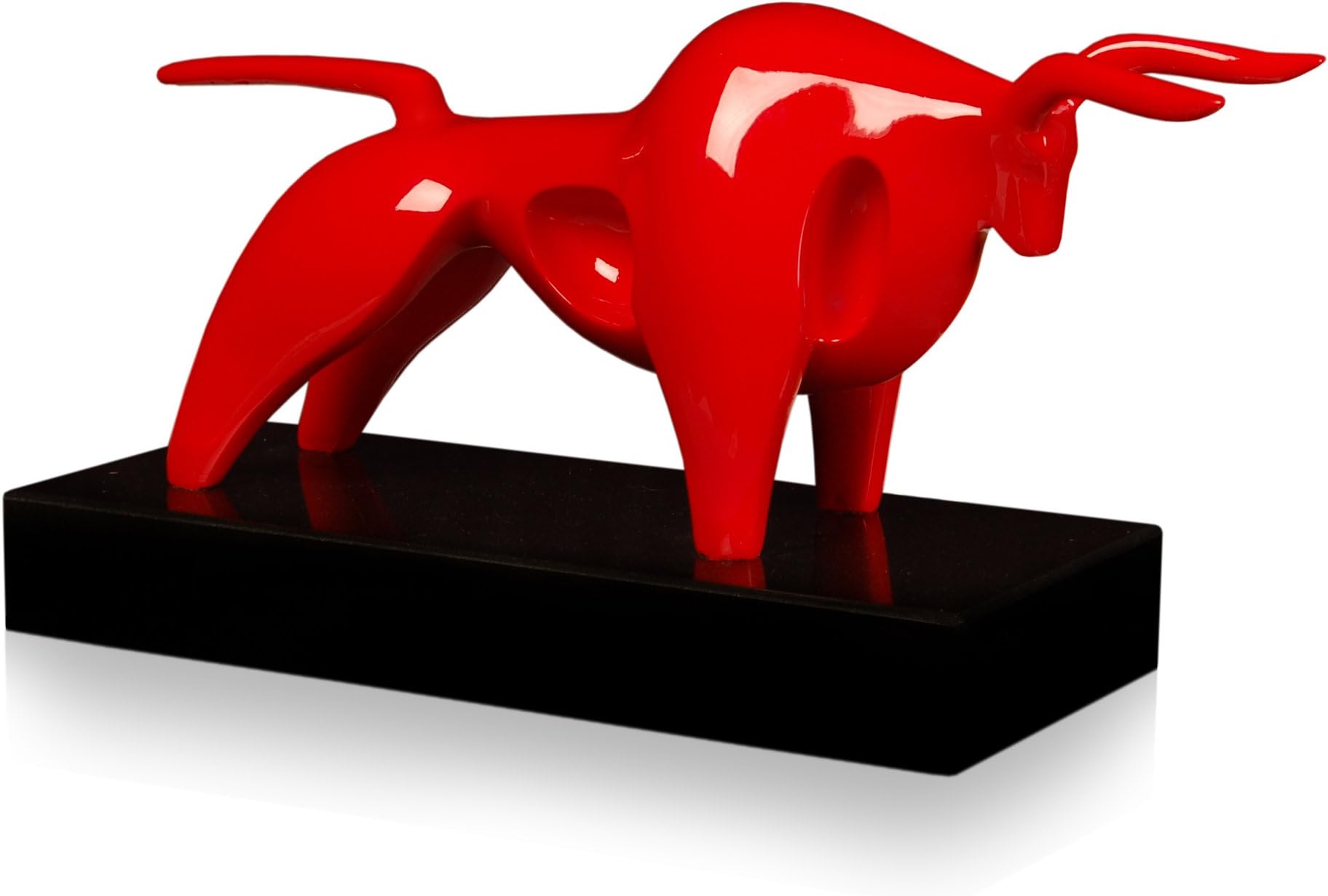 Arte Dal Mondo Small Power Abstract Design lacquared Resin Sculpture Mounted on a Marble Base, Stone, Red, 15 x 29 x 10 cm