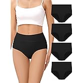 voenxe Cotton Underwear for Women,High Waisted Ladies Panties,Breathable Soft Full Coverage Briefs,Comfy Underpants,4 Pack