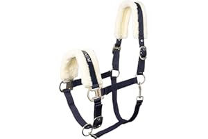 HORZE Howard Soft Fleece Padded Adjustable Polyester Horse Halter - Peacoat Dark Blue - Horse