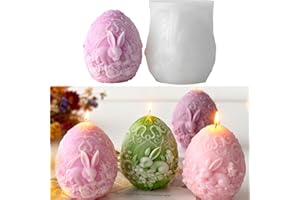 MUAECH Easter Bunny Egg Candle Mold, 3D Rabbit Silicone Mold for DIY Scented Candles, Wax Melts, Easter Decor, Resin, Plaster Craft, Easter Basket Stuffers & Spring DIY Gifts