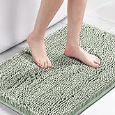 H.VERSAILTEX Bath Mat Bathroom Rug Bath Rugs for Bathroom Non Slip Bath Mats Extra Thick Chenille Rug 17" x 24" Absorbent Soft Shaggy Washable Dry Fast Plush Rugs for Bathtubs - Sage