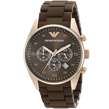 Chronograph Brown Dial Stainless Steel Emporio Mens Watch