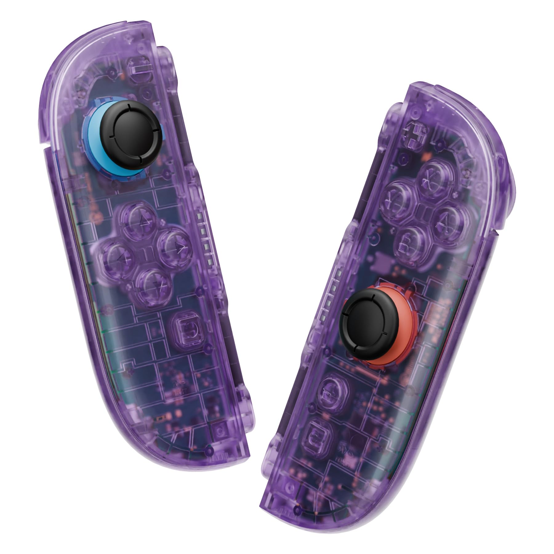 eXtremeRate DIY Replacement Shell Buttons for Joycon 2, Custom Full Housing Case + Decorative Strips + Middle Bracket + Buttons for Nintendo Switch 2 Controller - Deluxe Version - Clear Atomic Purple