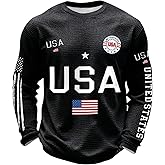 Cltopsku Men's Usa Flag Waffle Sweatshirts Waffle Usa Flag American Crewneck Pullover 250Th Anniversary 1776-2026 Sweatshirt